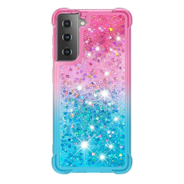 Samsung Galaxy S21 - Shockproof Quicksand Skal - Rosa/Blå Blue Blå