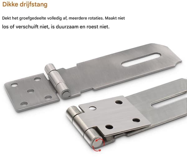 2 hengelåsklemmer i rustfritt stål - Dørlåsklemmer - Bolter - Sikkerhetsklemmer i rustfritt stål - 3,9 cm x 16,2 cm - 5 tommer - Sølv