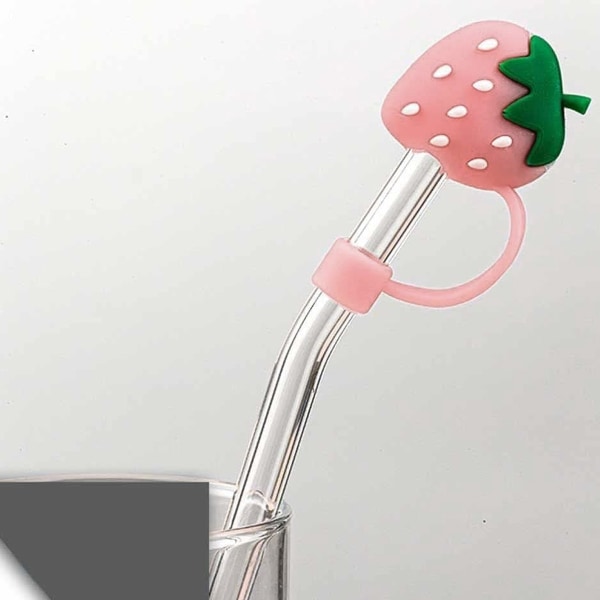 Strawberry Straw Tips Cover Återanvändbar Strawberry Straw Toppers Straw Cover Pluggar för 10 mm liten storlek Halm dekoration