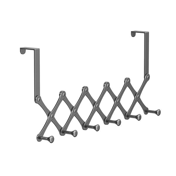 Hanging Door Hat Storage Rack Metal Foldable Adjustable Wall Mounted Hat Rack, 6 Hooks Design, Hanging Baseball Cap Storage Rack