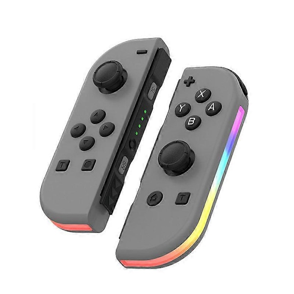 BT 5.2 RGB LED-switch L/R JoyCon-spelkontroll för Nintendo Switch/Lite/Oled JoyCon-spelkontroller med dubbel vibration (grå)