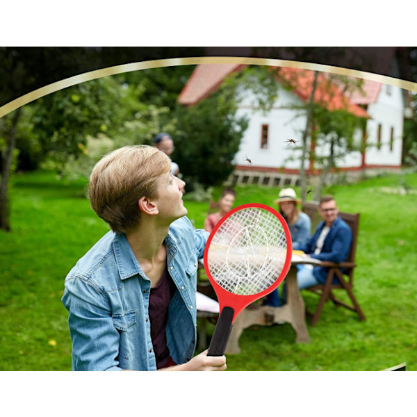 Elektrisk flug- och myggsmällracket - Utomhus/inomhusdödare för flugor, batteridriven tennisdödande zap, 3000 volt elektronisk fångare