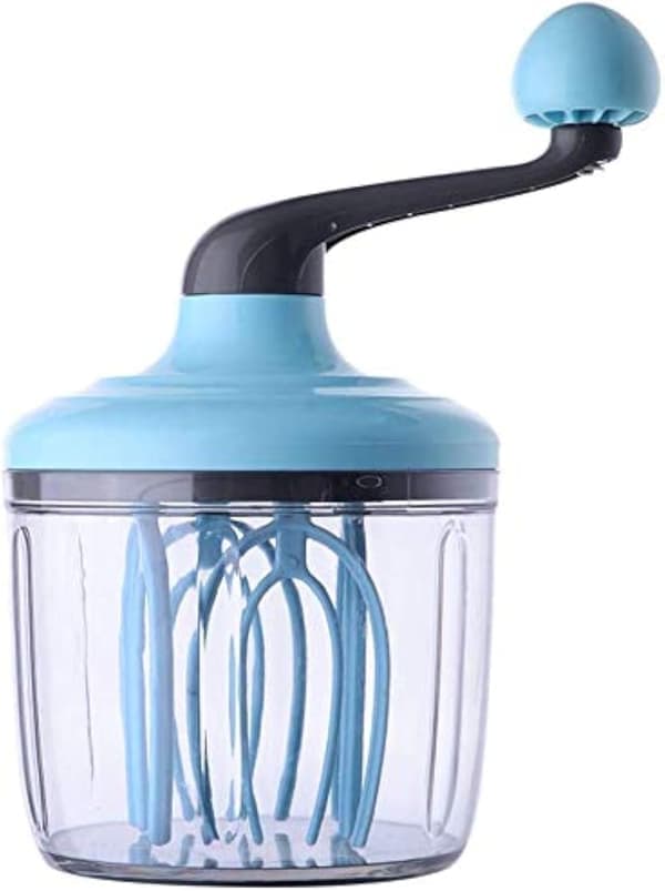 Plastvisp, halvautomatisk visp, melk- og eggvisp, kjøkkenvisper for visping, matlaging, baking og skumming Blå