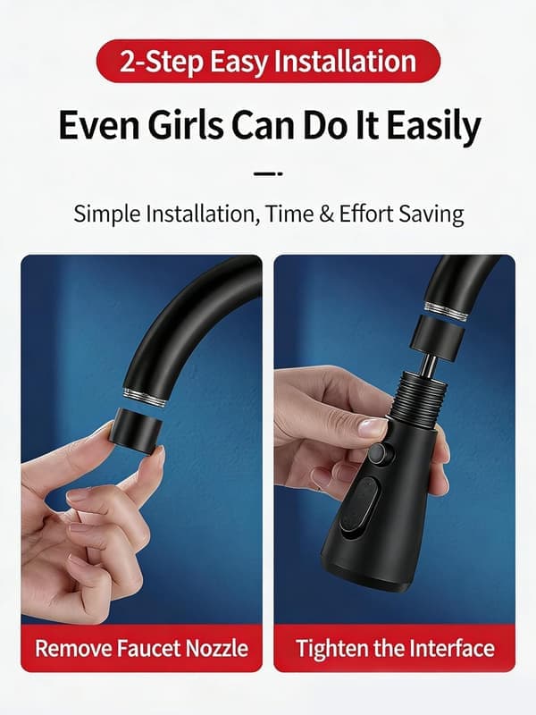 Universal Kitchen Faucet Extender with 3 Spray Modes - Water-Saving Anti-Splash Aerator