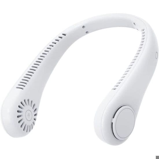 Bladeless halsventilator – 3 hastigheder, 2400mAh batteri – til sport og kontor – Hvid