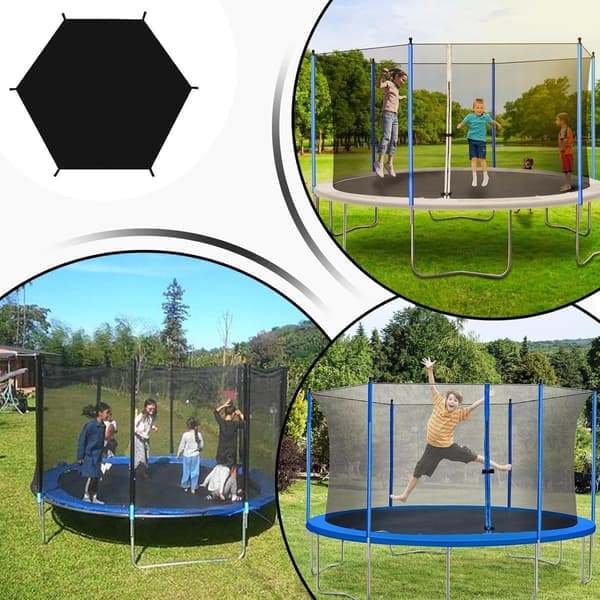 1 stk - Trampolin sikkerhedsnet - Solsejl - Sammenklappeligt - Sort - 3,04 meter - Egnet til trampoliner med 6 stolper