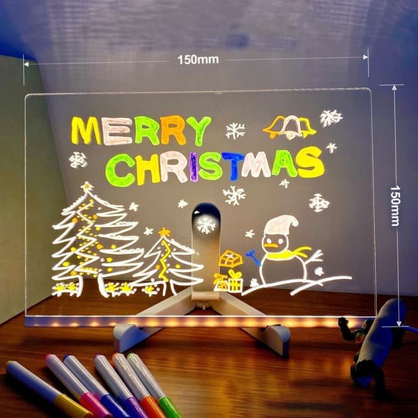 LED Color Message Board, Acrylic Whiteboard with Light, Glowing Acrylic Message Board, Lighted Whiteboard with Stand as a Glow (F2)