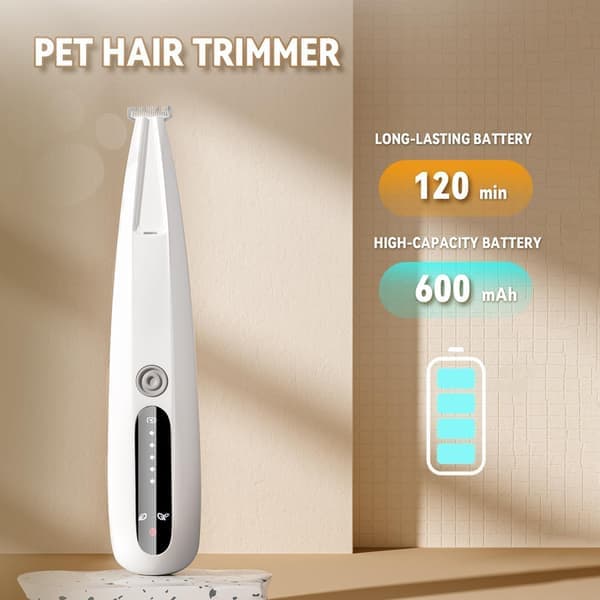 Cordless Fur Trimmer / Paw Trimmer with LED Light, Two Speed Settings, Low Noise, Waterproof, Dog Trimmer