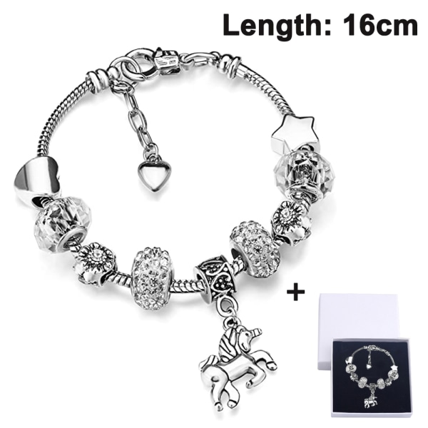 Shiny Armband Girls Unicorn Crystal Charm Armband Smycken Armband med presentförpackning Set för Lady