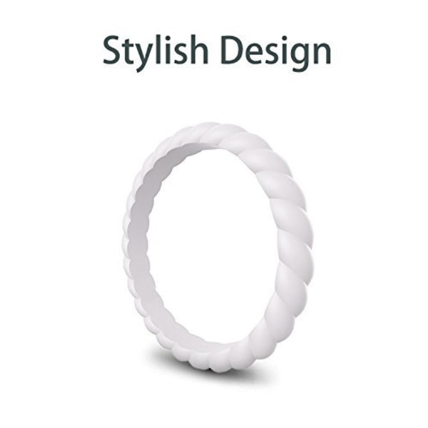 Silikonvigselring för kvinnor, 10-pack tunna och flätade gummiband, fashionabla, färgglada, bekväma, hudvänliga, 10 st