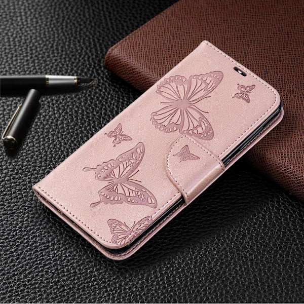 Butterfly läder Samsung Galaxy A50 fodral - Rosa Rosa