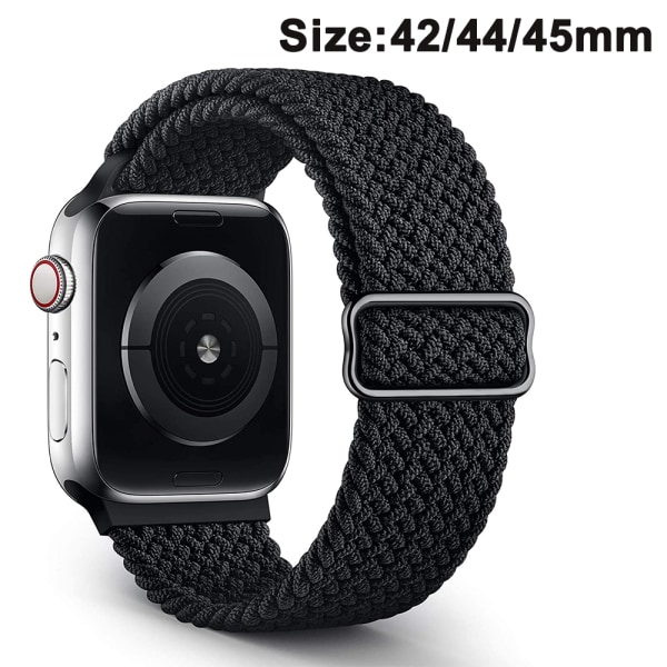 Flätad Solo Loop kompatibel med Apple Watch Band för kvinnor män, stretchiga nylon elastiska remmar Armband för iWatch-serien svart 38/40/41 mm