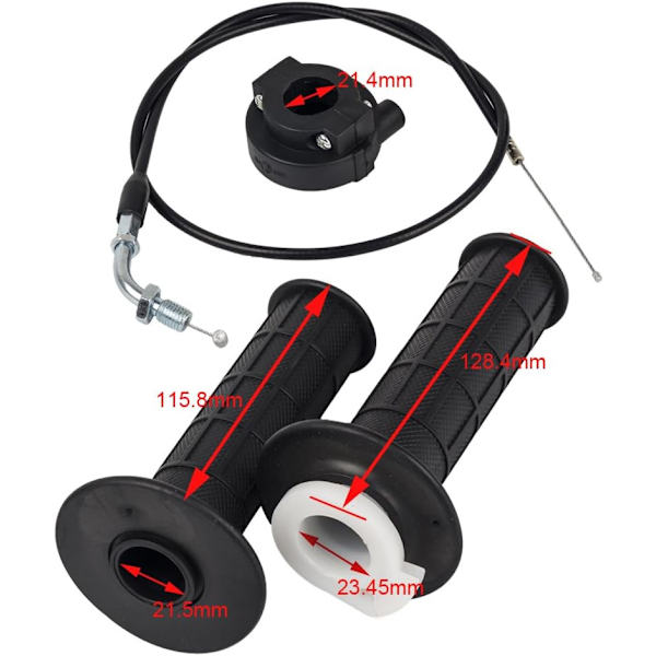 Beehive Filter Accelerator Handtagssats med par handtag, kåpa och kabel - för 4-taktsmotorcyklar typ Dirt Bike, Pit Bike och Quad, 90, 110, 125