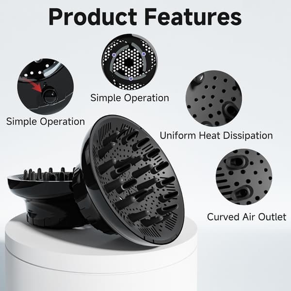 Diffuser til hårtørrer Hårtørrer Diffuser Universal Hår Diffuser Kan tilpasses hårtørrer med dyse D = 3,5-6,6 cm til krøllet eller bølget hår