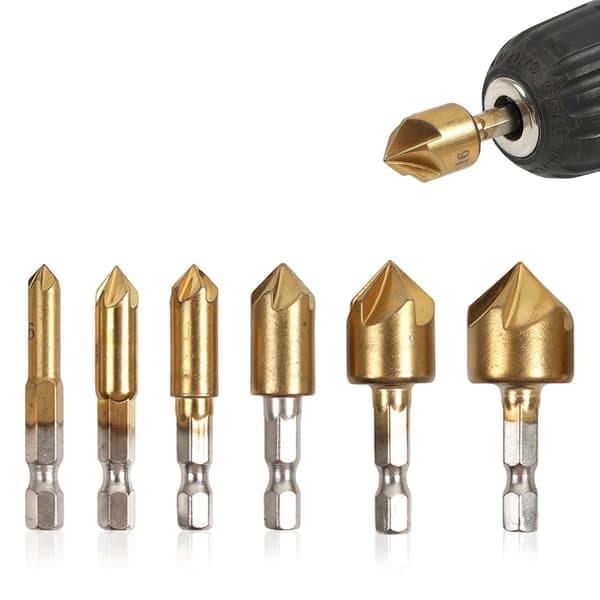 Countersink Drill Bit, 6mm~19mm HSS Countersink Drill Bit with 1/4 Inch Hex Shank, 90-Degree Woodworking Chamfer Drill.