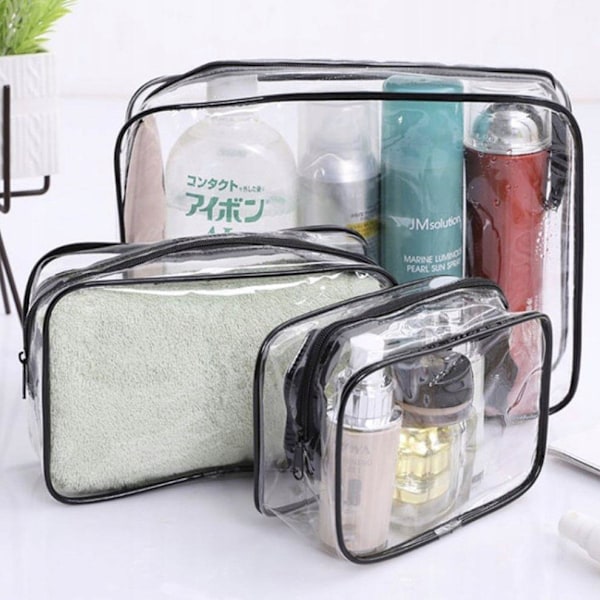 Genomskinliga Necessärer - 3 st - PVC Transparent