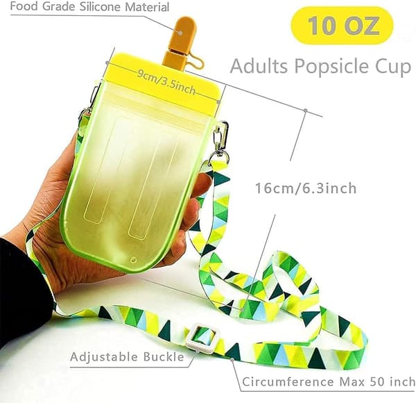 Popsicle Drickmugg 300ml Kreativ Glas Plast Popsicle Justerbar Rem Drickmugg (Gul) A