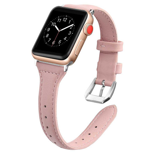 Läderband Kompatibelt med Apple Watch Band, Ersättningsarmband Sportrem för Iwatch Serie 5 4 3 2 1 med Rostfritt Stål Spänne 38-40mm Svart