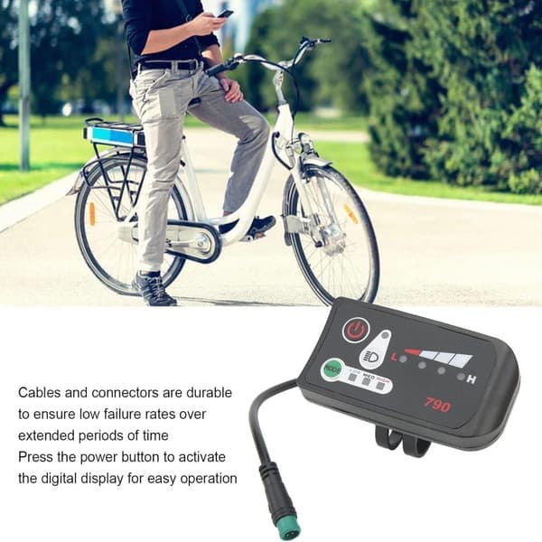 Elcykel LED strømforsyningspanel Elcykelmodifikationsdisplaymåler med vandtæt 5p hanstik