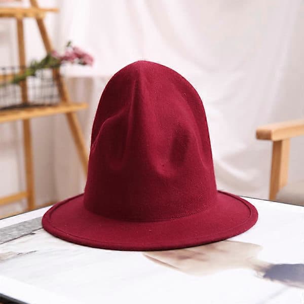 Pharrell Hatt Filt Fedora for kvinner og menn, Høy krone 100% australsk ull, Kamel M (56–58cm)