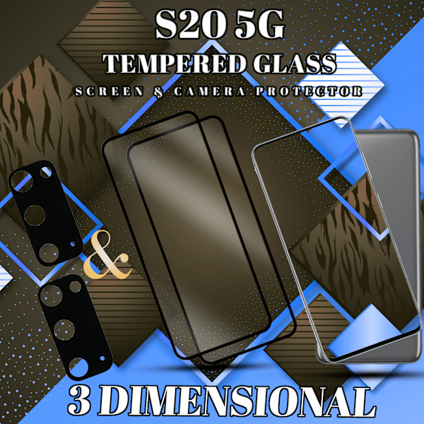 2-Pack Samsung S20 (5G) Skärmskydd & 2-Pack linsskydd - Härdat Glas 9H - Super kvalitet 3D
