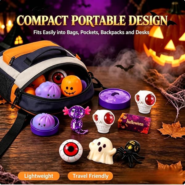 2026 Halloween Dumpling Klemmeleker, 8 Overraskelses Dumpling Klemmeleker, Stresslindrende Sensoriske Håndleker, Perfekt for Halloween Julekalendere