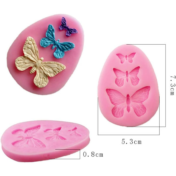 Fjäril Silikon Chokladformar Mini Fjäril Fondant Tårta Bakning Godisform Cupcake Dekorationsverktyg för Hemlagad Tårta DIY Polymerlera, 4 st