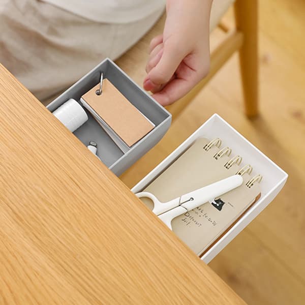 Under Paste Desk Organizer Hvid ABS-plast Skrivebordsopbevaringsskuffe Kontorartikler