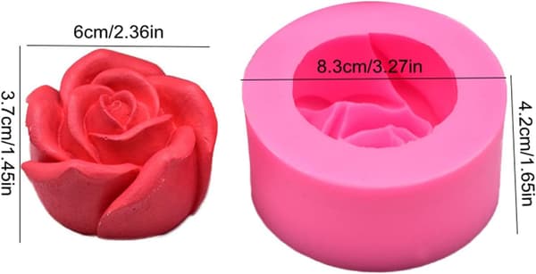 2 stk roseformet lysform i 3D Fondant Blomster Silikon Voksform