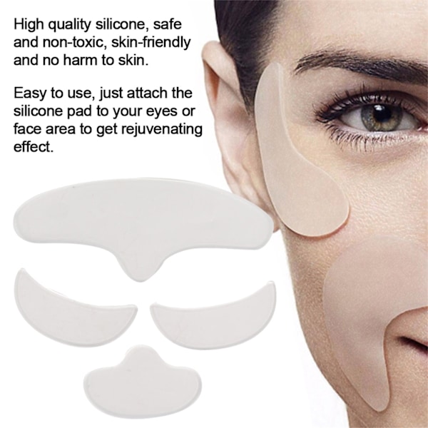 4 st Anti Wrinkle Silikon Patch Pad Hudlyftande Tvättbar Pannöga Ansiktshaklapp