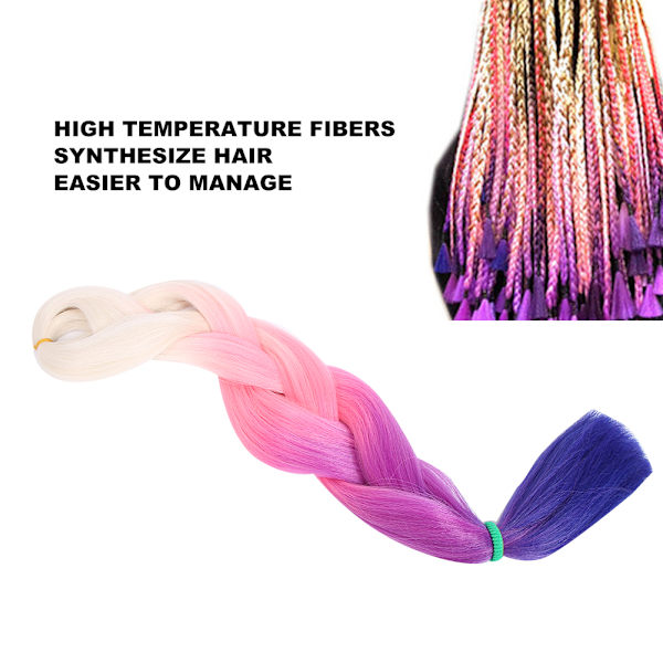 Jumbo fläta hår vit rosa lila mörkblå gradient färg syntetiska twist flätor hår extensions