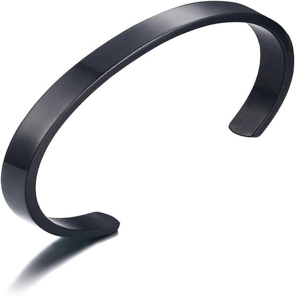 Glatt polert mansjettarmbånd i rustfritt stål, unisex, 6 mm