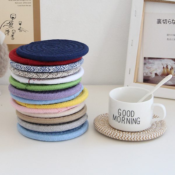 1 set isolerade underlägg hushållste underlägg skål underlägg 11CM 6 stycken set bomull rep vävda underlägg