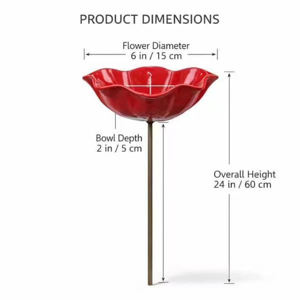 Fuglebad – 15 x 60 cm – Højkvalitets legeringsmateriale – Elegant blomsterdesign – Havepynt – Kæledyrstilbehør – (3 stk.)