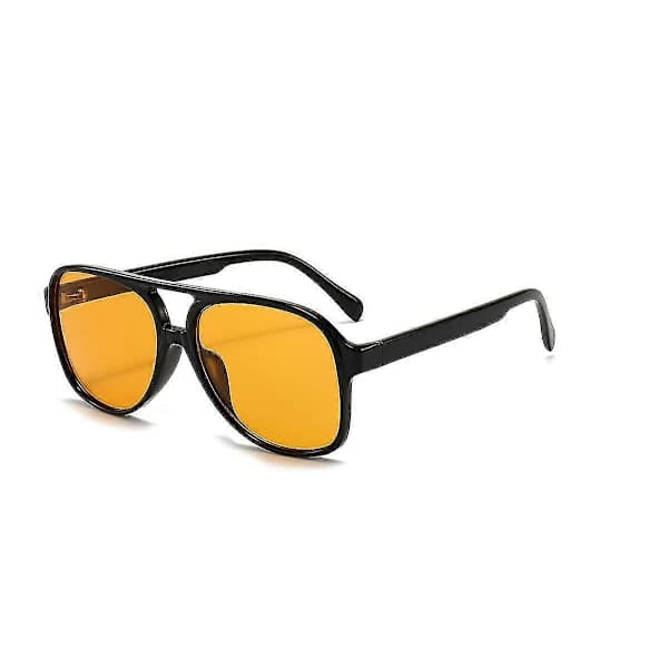 Retro aviator solbriller til mænd og kvinder, 70'er-stil, overdimensionerede gule linser