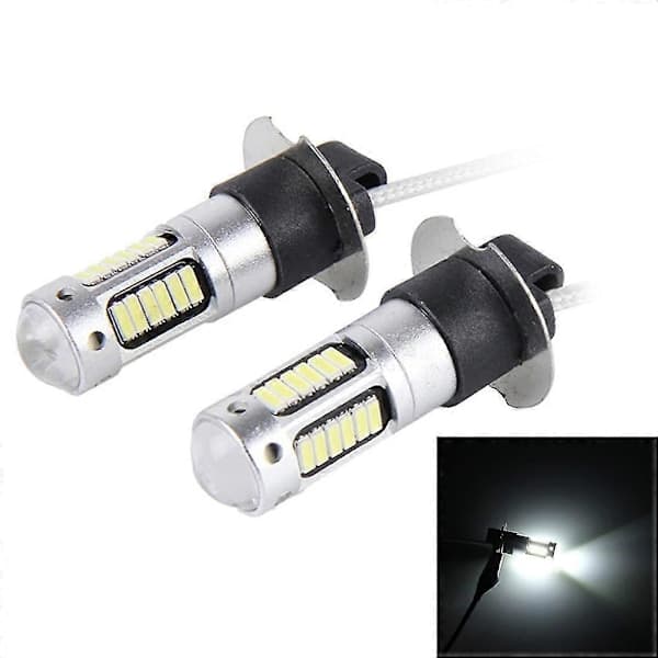 2 st H3 10W 30 SMD-4014 LED dimljus för bil, DC 12V Vitt Ljus White Light