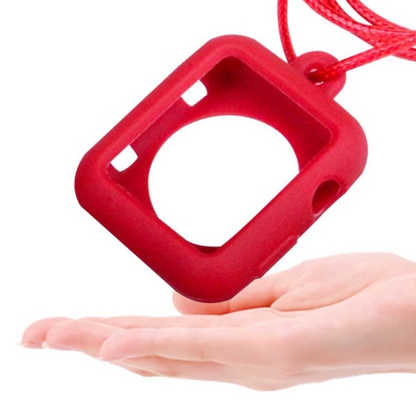 Silikonkompatibelt med Apple Watch Halsbandshänge Case Cover till iWatch-hänge 38mm Röd
