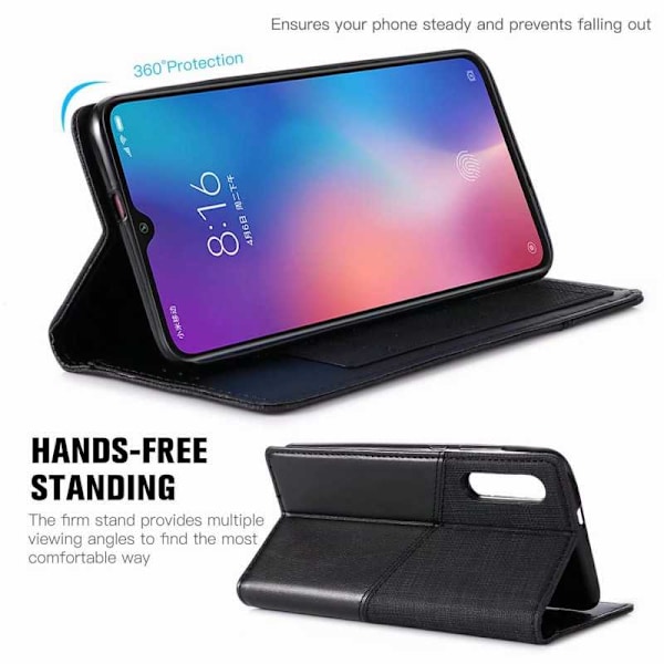 Xiaomi Mi 9 Elegant Fodral i PU-Läder med RFID Block Svart