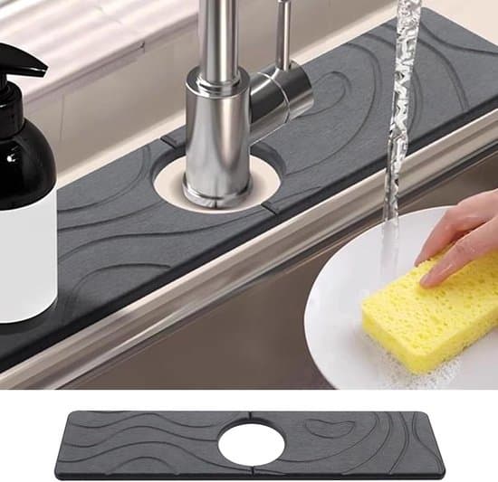 Silicone Faucet Mat - Sink Splash Guard - Splash Pad - Quick Dry Mat - Suitable for Sinks Toilets etc. - Household Items - 45CM