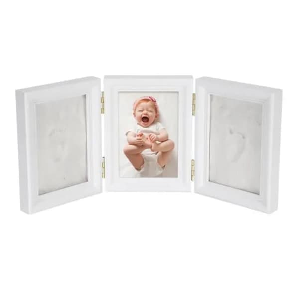 Baby Fotavtryck Handavtryck Nyfödd Minnesmärke Vit