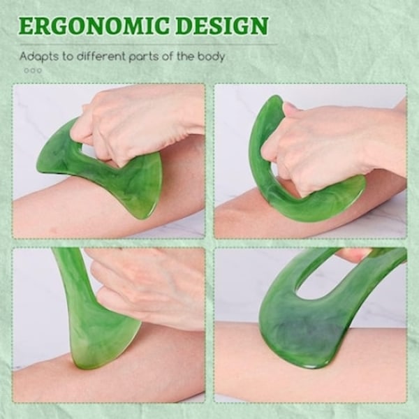 Gua Sha massageverktyg, Naturlig Rasina, Verde