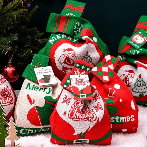 Juleæbleposer, juleæblegaveposer, slikposer til børn, kreative små gaveæsker, festlige stofposer