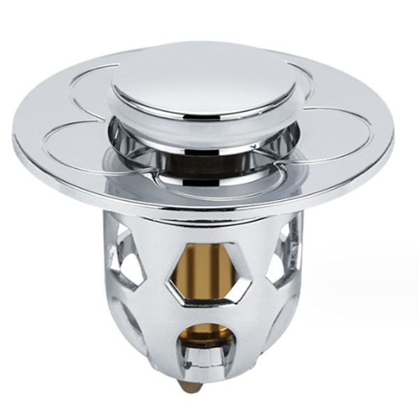 (Silver) Universal Handfatshuvud Läckskydd, Badrumshandfat Pop-Up Krom Plugg, Handfat Pop-Up Avloppssil