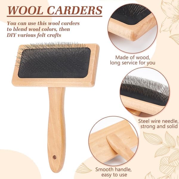 Wool Blending Board Carding Set Fiber Blending Board with 1pc Wool Brush 2pcs Wooden Sticks