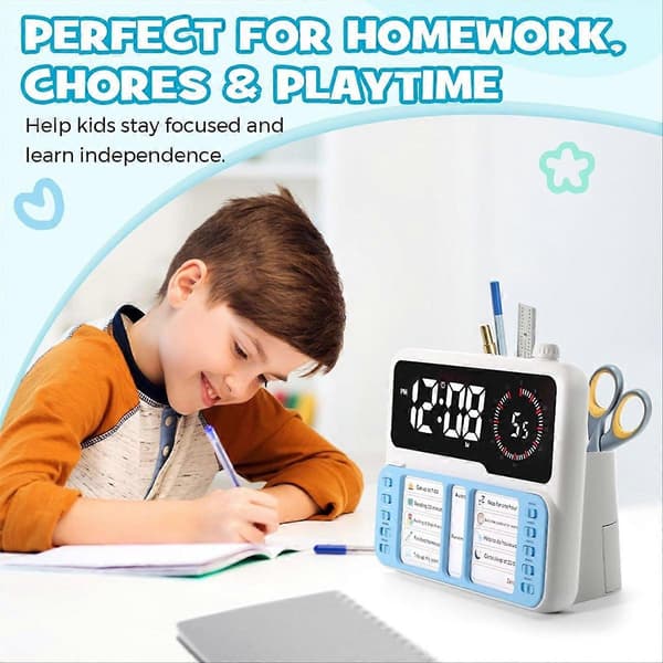 Visual Timer for Kids - Autism & ADHD Time Management Tool with Digital Alarm, Task Planning Bo