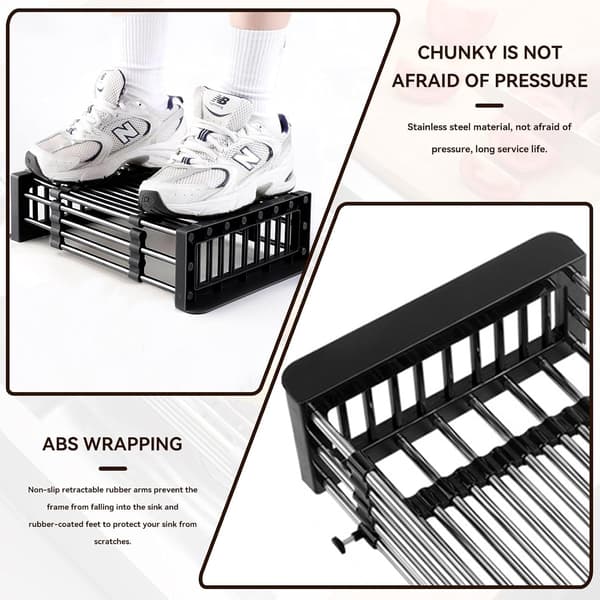 Over-the-Sink Dish Drying Rack, Extendable Over-the-Sink Grill Telescopic Drain Basket Kitchen Shelf Drain Basket Sink Rack