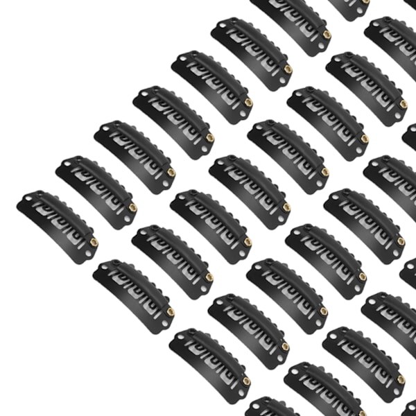 50 st hårperukklämmor i rostfritt stål U-formade 6 tänder hårförlängningsklämmor svarta 2,8 cm