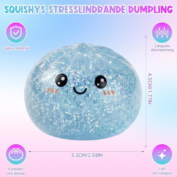 Glitter Dumpling Squish-y | 12 stk. Squish-y Squeeze Dumplings Boller med Steamer, Farverige Squishies Dumplings Stressbolde Legetøj, Blød Squeeze De
