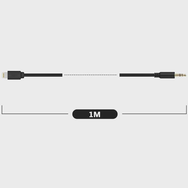 SiGN Lightning–Aux 3,5 mm -äänikaapeli, 1 m – Musta