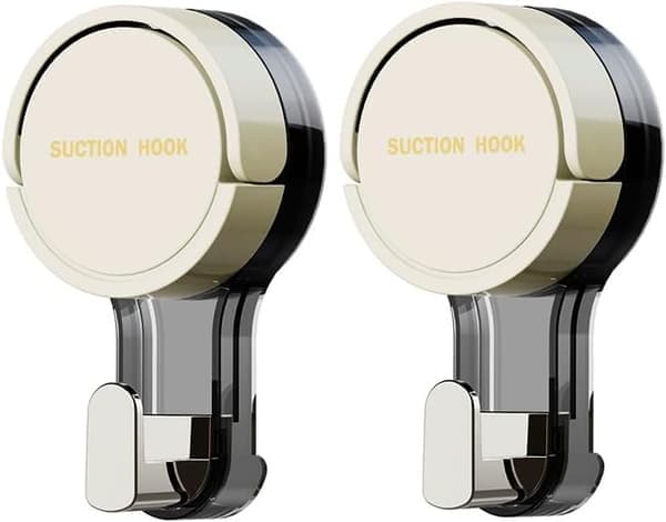 Suction Cup Hooks Heavy Duty Waterproof Reusable Bathroom and Kitchen Hooks 2-Pack
